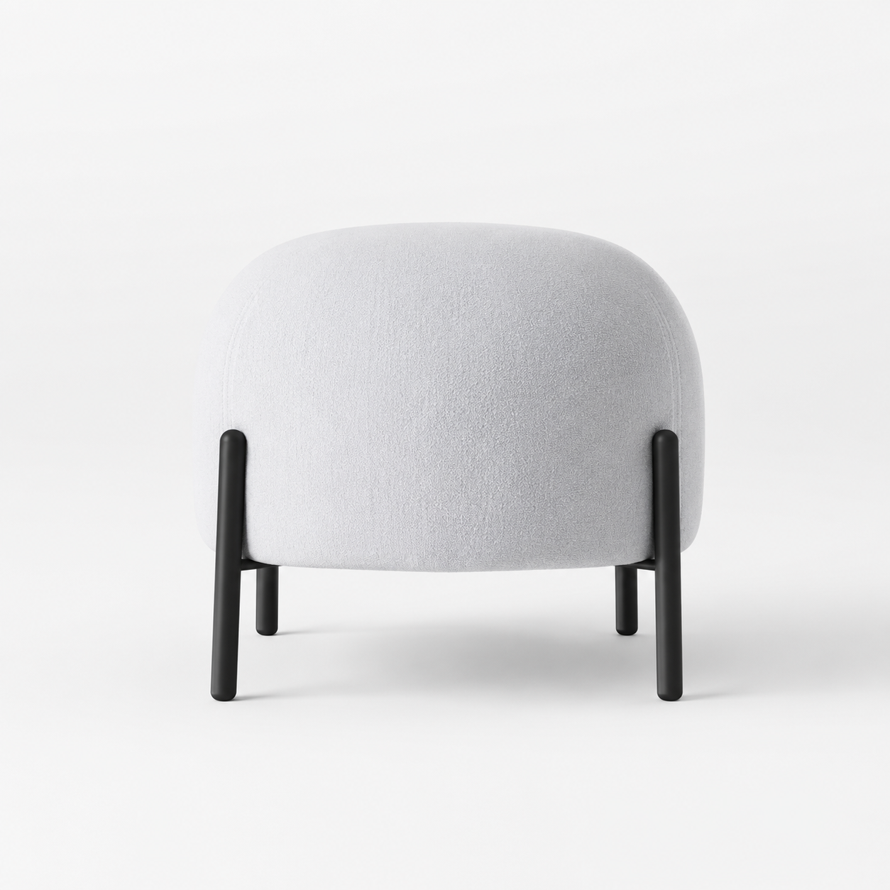 White bouclé pouf
